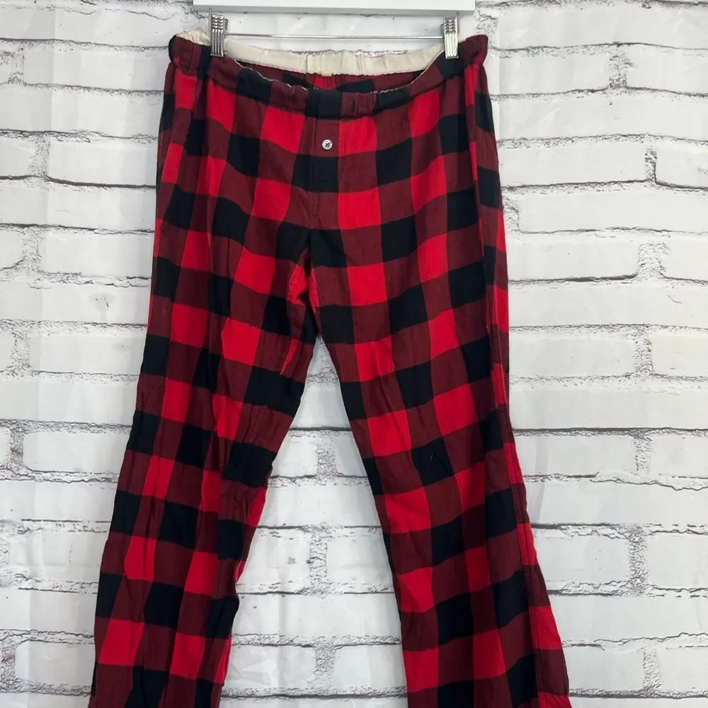 J.Crew Red Black Buffalo Plaid Flannel Pajama Pants Men’s Small Cotton Lounge